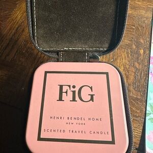RARE HENRI BENDEL NY Home  FIG Candle Travel Tin 4oz & LEATHER CASE